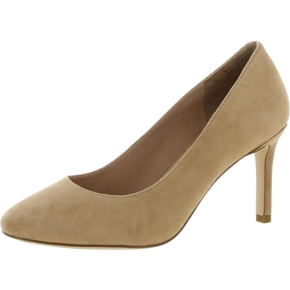 Cole Haan Womens Gabbie Beige Faux Suede Slip On Almond Toe Pumps Shoes